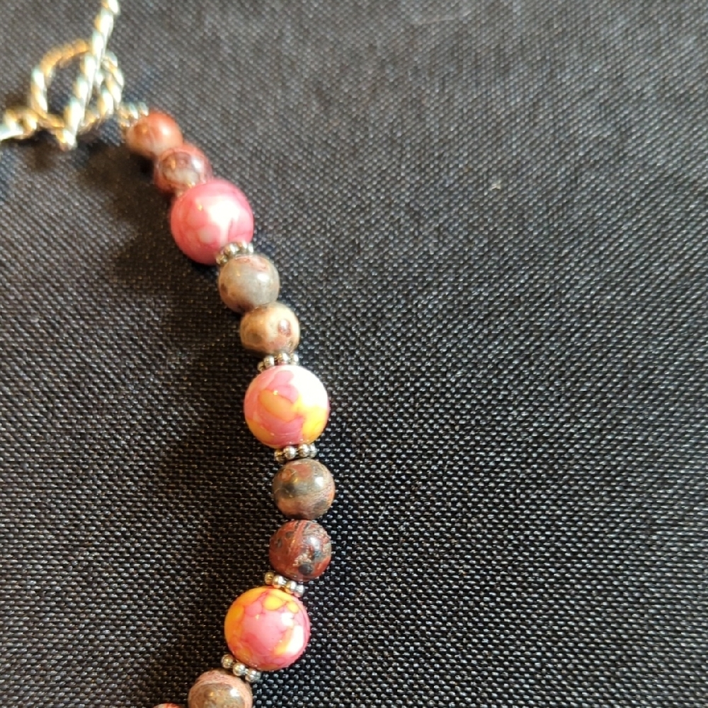 Chic Pink and Brown Beaded Bracelet - Picture 5 of 5